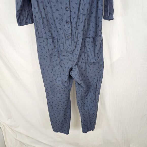The Nines by Hatch Maternity Jumpsuit Womens Size M Cotton Blue Floral V Neck - Picture 3 of 7